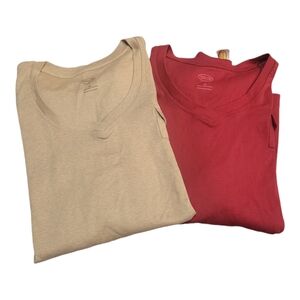 Talbots Bundle Pima Cotton Womens Size 3X  Red And Tan Long Sleeve Top NWT